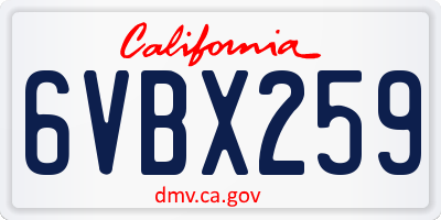 CA license plate 6VBX259