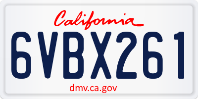 CA license plate 6VBX261