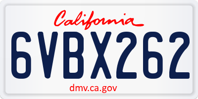 CA license plate 6VBX262