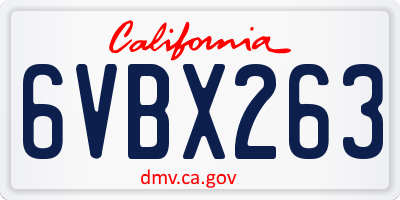 CA license plate 6VBX263