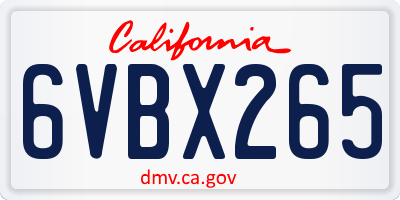 CA license plate 6VBX265