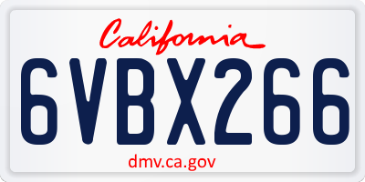 CA license plate 6VBX266