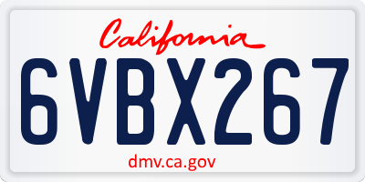 CA license plate 6VBX267