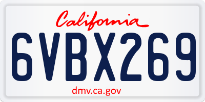 CA license plate 6VBX269
