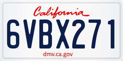 CA license plate 6VBX271