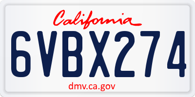 CA license plate 6VBX274