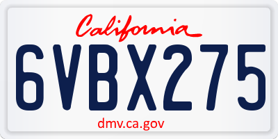 CA license plate 6VBX275