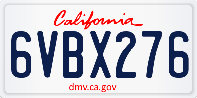 CA license plate 6VBX276