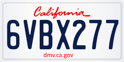CA license plate 6VBX277