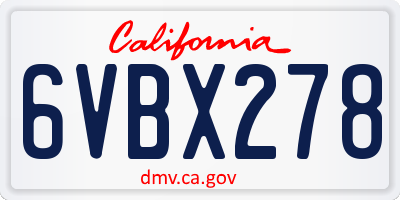 CA license plate 6VBX278