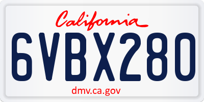 CA license plate 6VBX280
