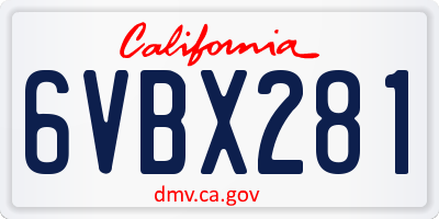 CA license plate 6VBX281