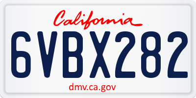CA license plate 6VBX282