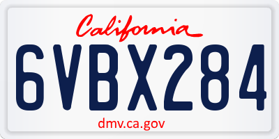 CA license plate 6VBX284