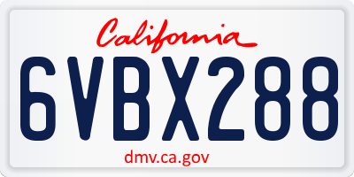CA license plate 6VBX288