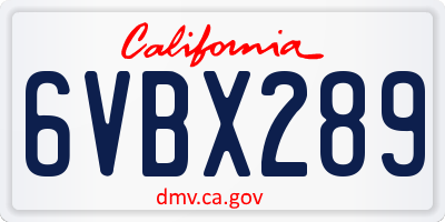 CA license plate 6VBX289