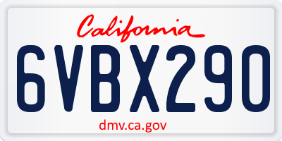 CA license plate 6VBX290