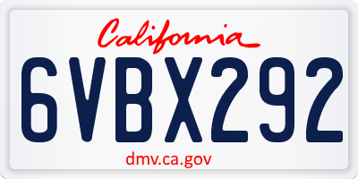 CA license plate 6VBX292