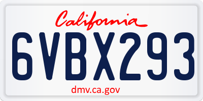 CA license plate 6VBX293