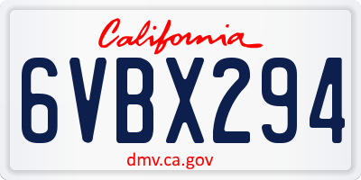CA license plate 6VBX294
