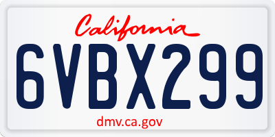 CA license plate 6VBX299