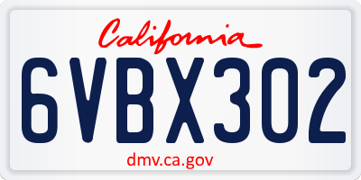 CA license plate 6VBX302