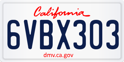 CA license plate 6VBX303