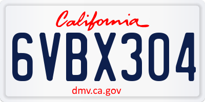 CA license plate 6VBX304