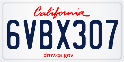 CA license plate 6VBX307