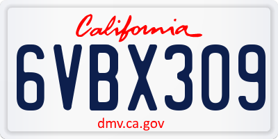 CA license plate 6VBX309