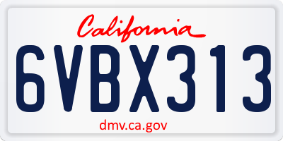 CA license plate 6VBX313