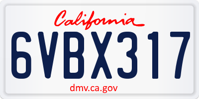 CA license plate 6VBX317