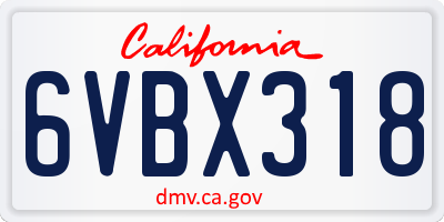 CA license plate 6VBX318