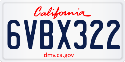 CA license plate 6VBX322