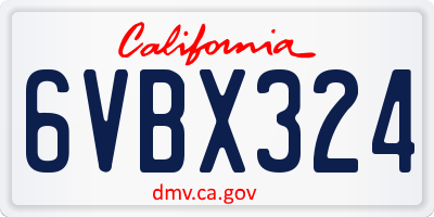 CA license plate 6VBX324