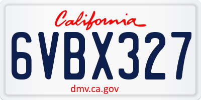 CA license plate 6VBX327