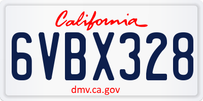 CA license plate 6VBX328