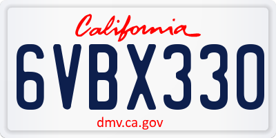 CA license plate 6VBX330