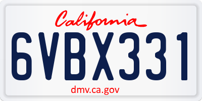 CA license plate 6VBX331