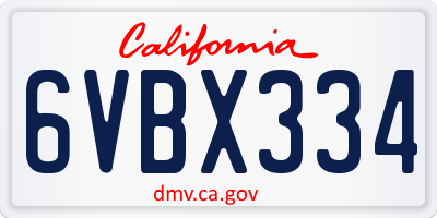 CA license plate 6VBX334