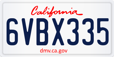 CA license plate 6VBX335
