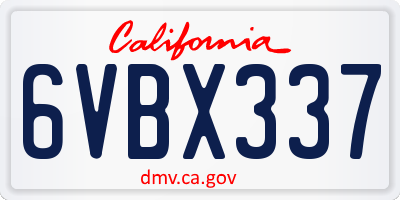 CA license plate 6VBX337