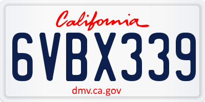 CA license plate 6VBX339