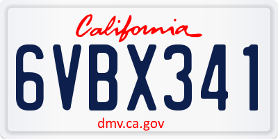 CA license plate 6VBX341