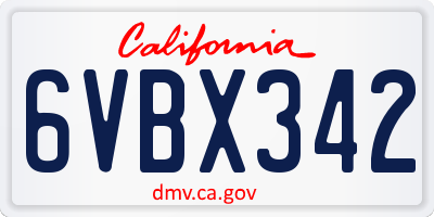 CA license plate 6VBX342