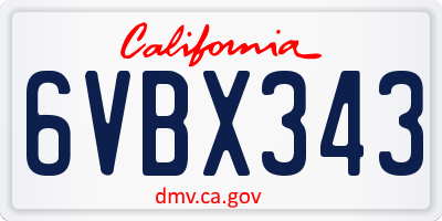 CA license plate 6VBX343