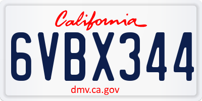 CA license plate 6VBX344