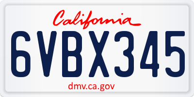 CA license plate 6VBX345