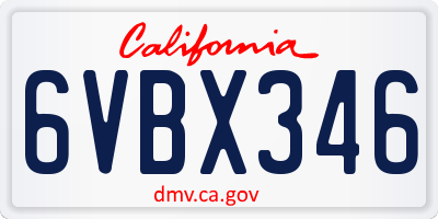 CA license plate 6VBX346
