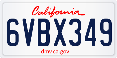 CA license plate 6VBX349